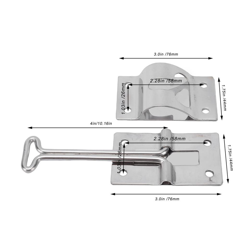 RV Door Holder Stainless Steel T Style Trailer Door Holder Catch for Cargo Trailers Camping Vehicle Trucks 4 Inch