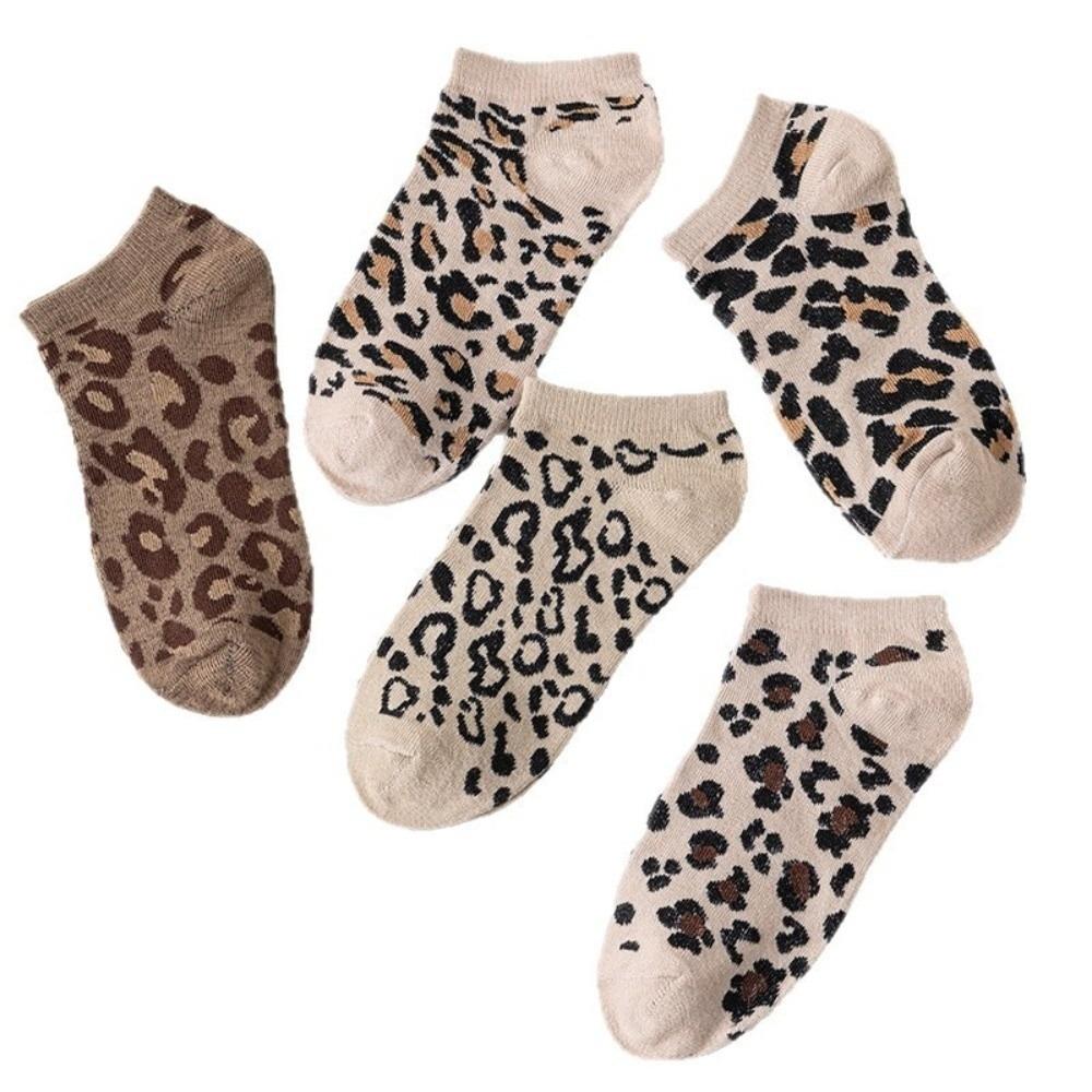 Leopard Print Short Socks Korean Style Low Cut Socks Retro Ankle Socks Sports Wear