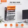 File Wall Rack, One-Piece 6 Pockets Mesh Wall File Holder, Wall Mounted Magazine Mail Paper & Document Storage Folder, Metal Wall File Organizer with
