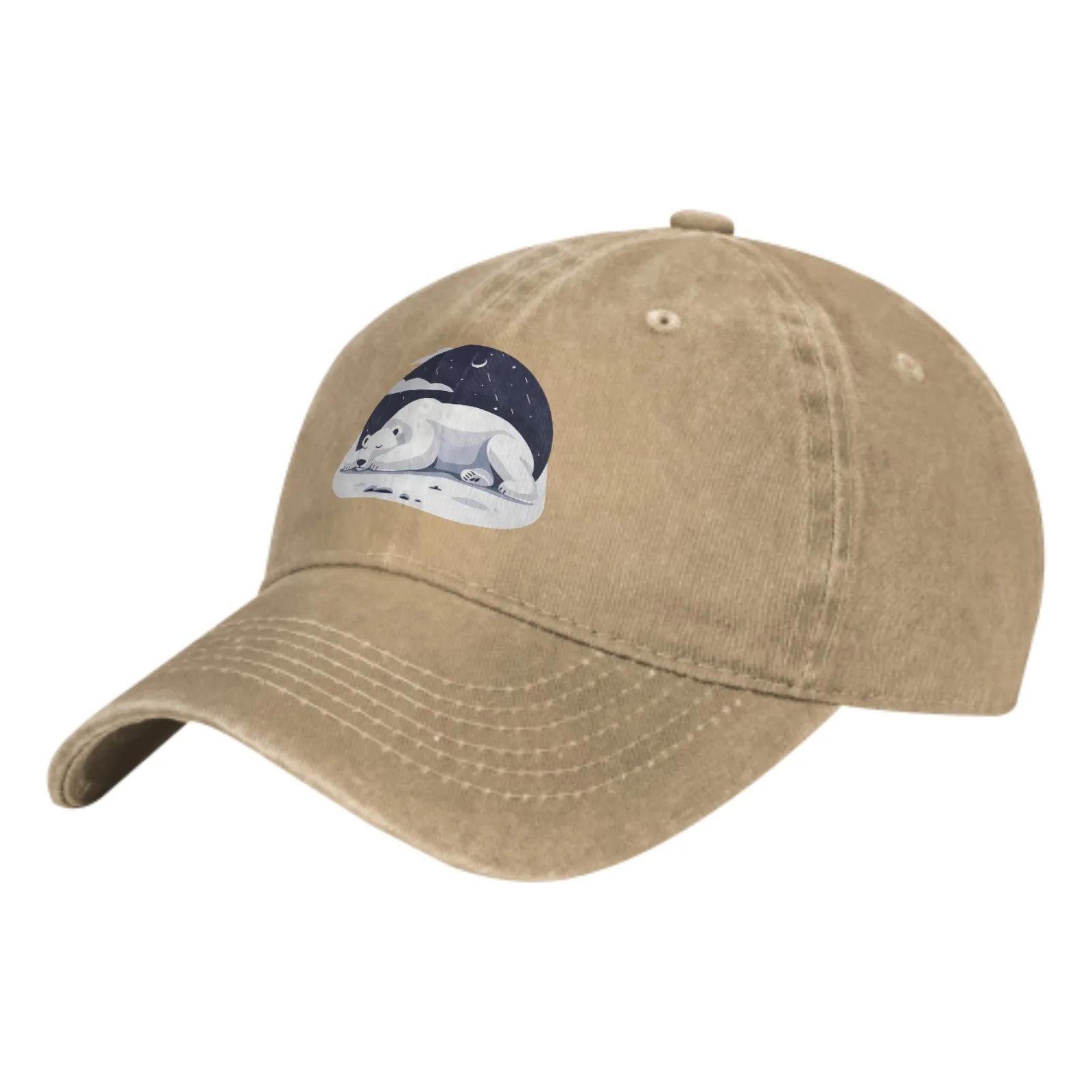 

At Night White Bear Sleeps Fashion Classic Cotton Trucker Hat Summer Dad Cowboy Cap Outdoor Leisure Basketball Caps Adjustable хаки