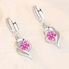 Argento Sterling 925 Nuovi Gioielli Moda Donna Alta Qualità Cristallo Zircone Blu Rosa Bianco Viola Orecchini Vendita Calda