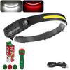 Lampada frontale a LED COB, lampada frontale a induzione, batteria integrata, ricaricabile tramite USB, torcia frontale per campeggio all'aperto, pesca con sensore