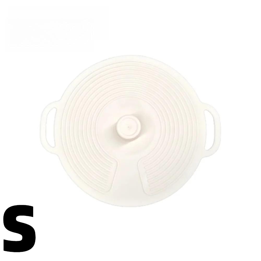 Dustproof Silicone Pot Lid Sealing Anti-spill Fresh-keeping Lid Splash-proof with Handle Bowl Lid for Microwave Refrigerator S -- random color