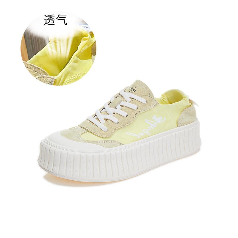 

женские немецкие тренировочные туфли на толстой подошве, новинка сезона 2025, женские повседневные маленькие белые туфли, женские универсальные 35 жёлтый