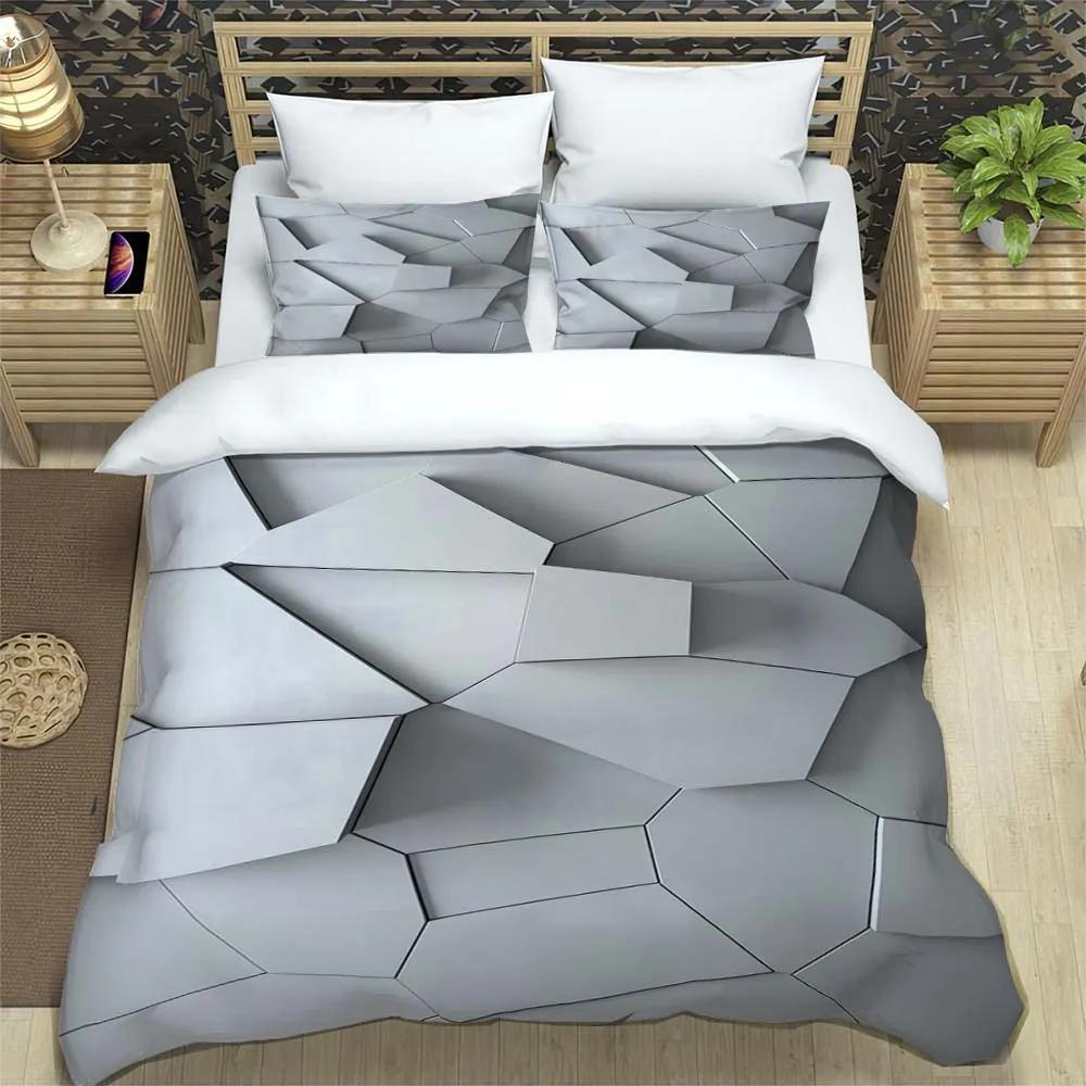 3D moderní abstraktní geometrické minimalistické tištěné povlečení s manželskou postelí velikosti Queen Povlečení na míru Sada povlečení velikosti King Měkké a pohodlné