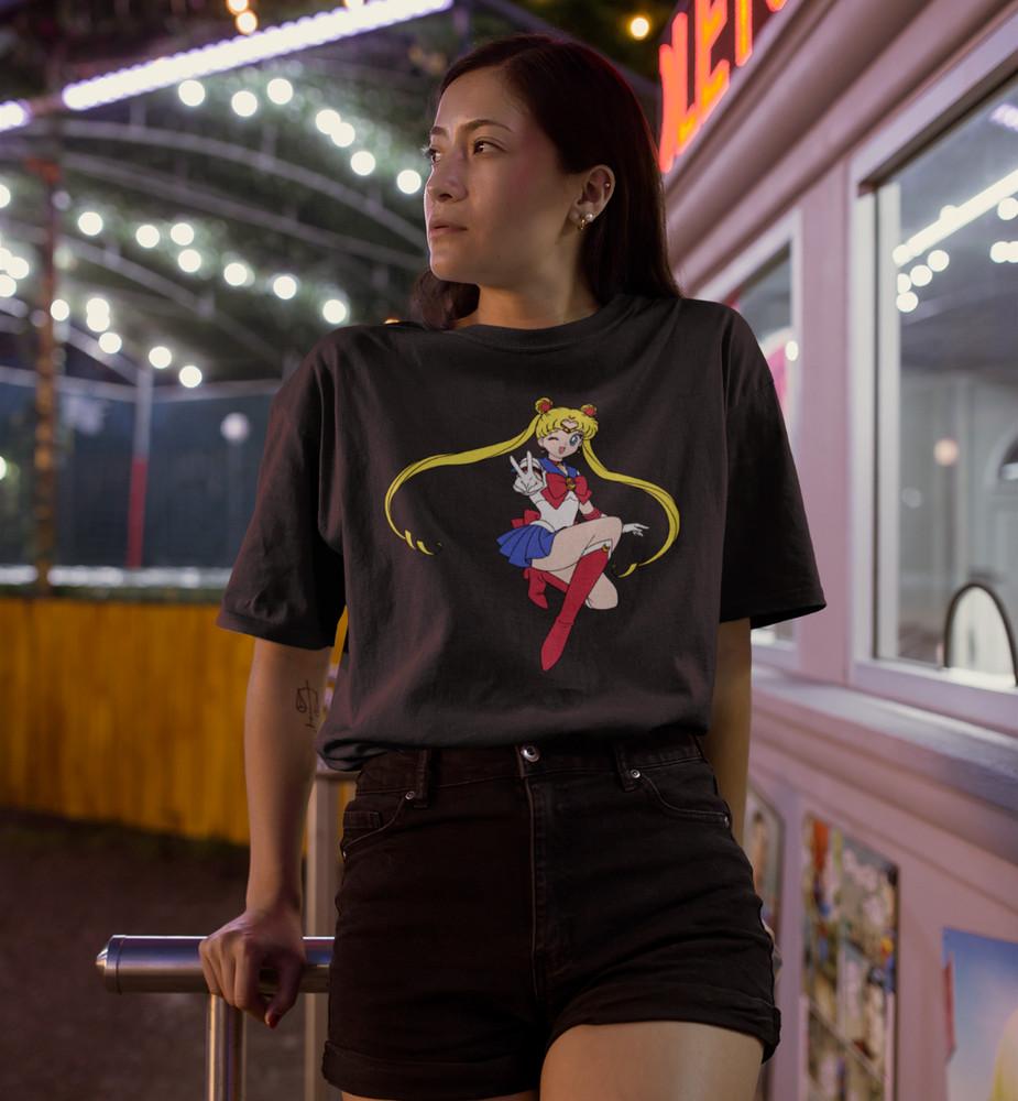 Sailor Moon Shirt Anime Mars Venus Pluto Luna Mond Bio Oversize Damen