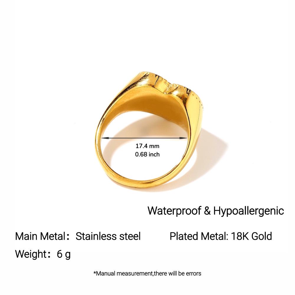 Yingtai Women's Geometric Ring: Stainless Steel with White Mother of Pearl, Mirror Polished, Vacuum Plated 18k Gold, Non-Fading.