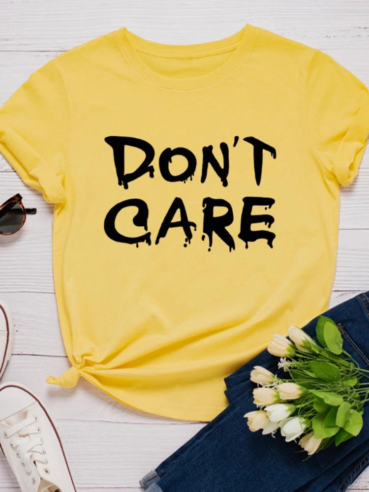 Women T Shirt Don't Care Letter Print T Shirt Women Short Sleeve O Neck Loose Tshirt Summer Women Tee Shirt Tops Mujer