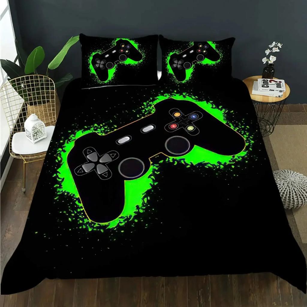 Gamepad Warm Comforter Cover R Beding Set Tens Video with Soft Fabric Duvet For Youth Children Kids Young Boys Modern Controler Bedspread