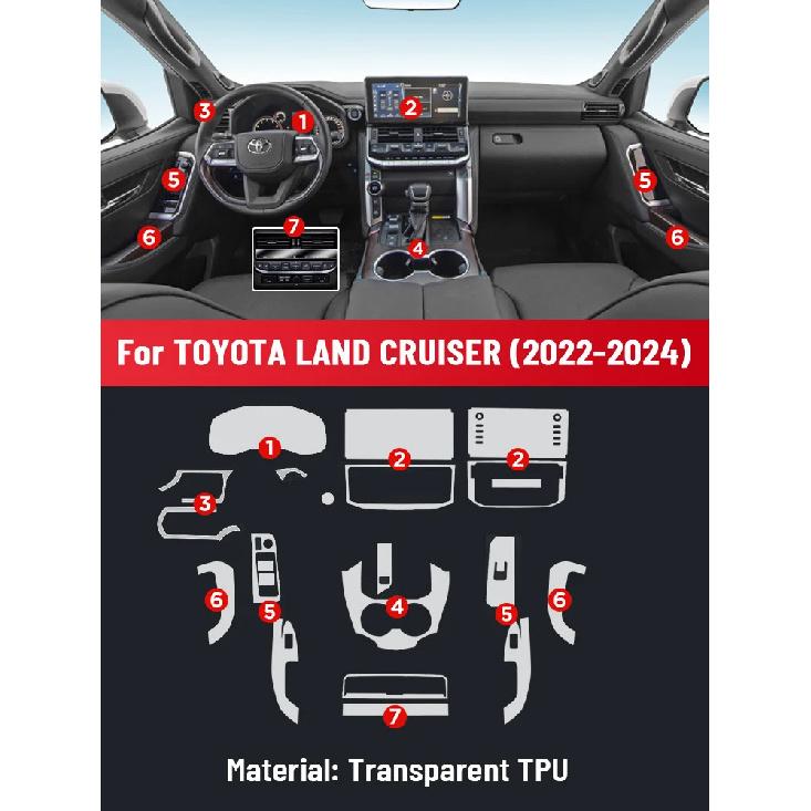 

Anti-scratch Car Interior Center Console Media Dashboard Navigation TPU Protector Film For TOYOTA LAND CRUISER 2024 Left rudder driving чёрный