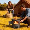 Wood Burning Stove Portable Outdoor Cooking Tool with Grill and Tongs Outdoor Wood Burning Stove for Urgent Preparedness