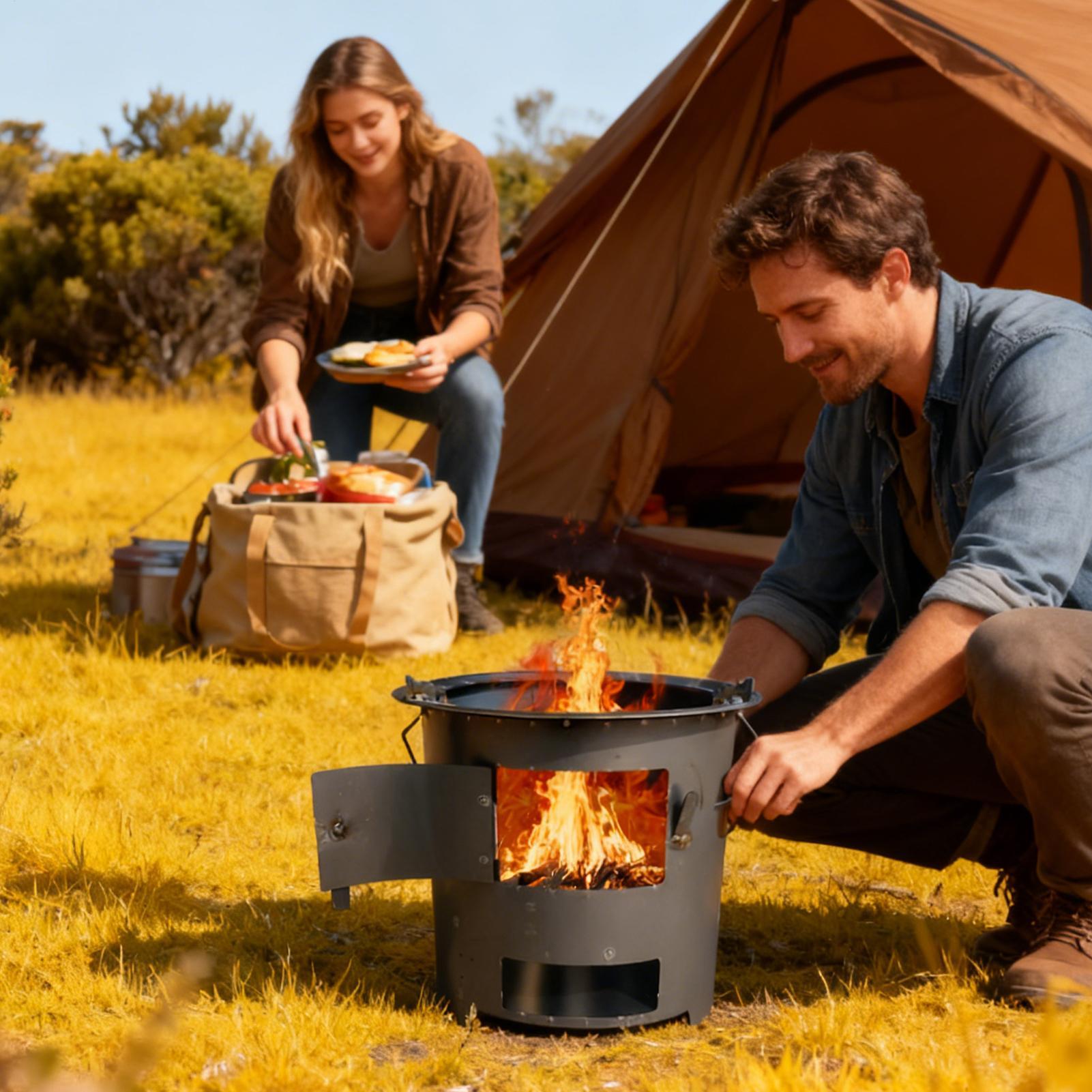 

Wood Burning Stove Portable Outdoor Cooking Tool with Grill and Tongs Outdoor Wood Burning Stove for Urgent Preparedness China Mainland