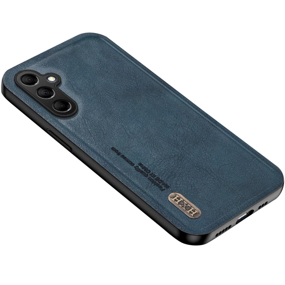 

For Samsung Galaxy A36 5G Case Retro Texture Matte TPU+PU Leather Back Cover Support Magnetic Car Holder Blue