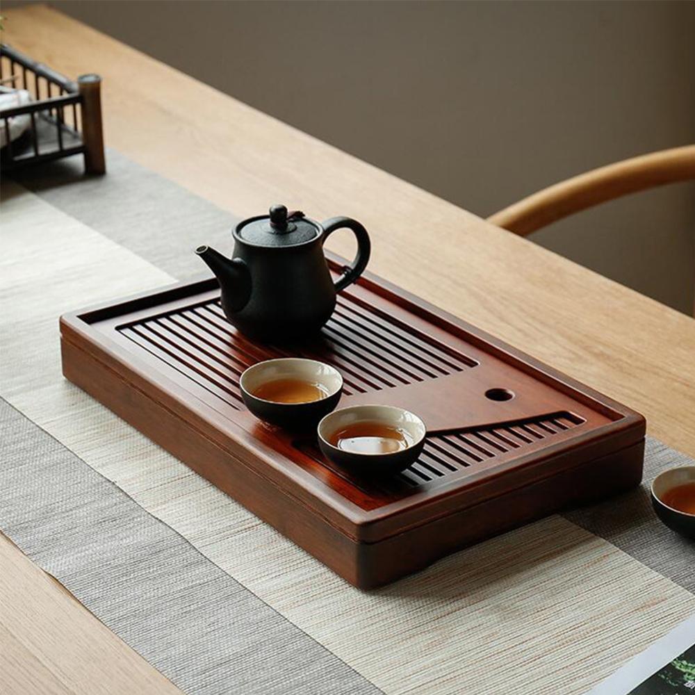 Chinese Bamboo Tea Tray Drainage Water Storage Kung Fu Tea Set Drawer Household Board Chinese Storage Tray
