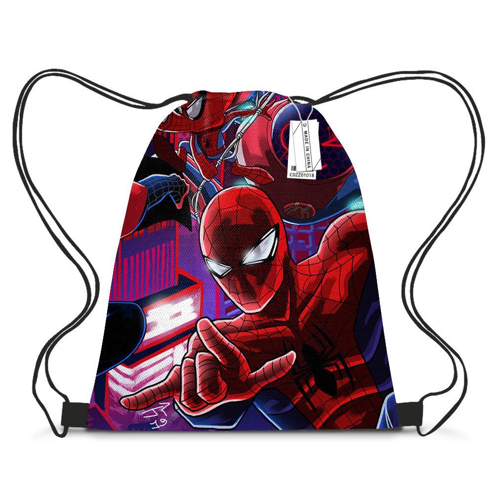 Spider-Man Cartoon Drawstring Backpack Student Casual Bundle Bag Printed Storage Bag