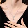 Natural dangerous material jadeite double gourd necklace women's S925 sterling silver inlaid temperament collarbone chain women's fashion jewelry gift