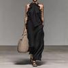 2026 Summer Halter Neck Ruffle Sleeveless Slimming Dress with Pockets
