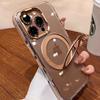 For For Iphone 16 Pro Max  Transparent  Magnetic Rotating Holder Stand Phone Case For For Iphone 13 14 15 Plus 17 Air Cover