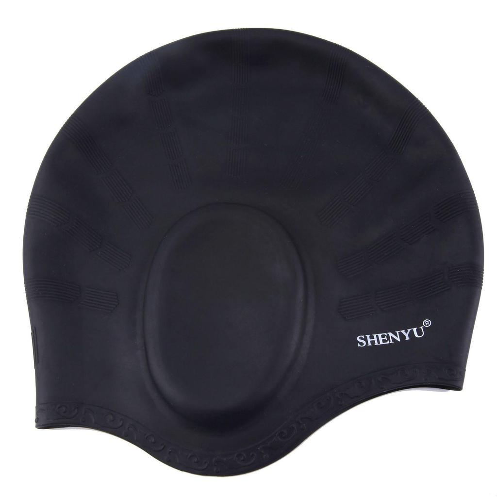 SHENYU Extra Large Silicone Swim Cap for Long Hair with Ear Protection, Multi-Color