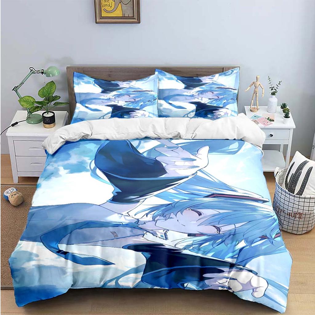 Comforter Cartoon Kawaii Virtual Singer H-Hatsune-Miku Bedding Sets Bed Supplies Set Bed Comforter Set Bedding Set Gift