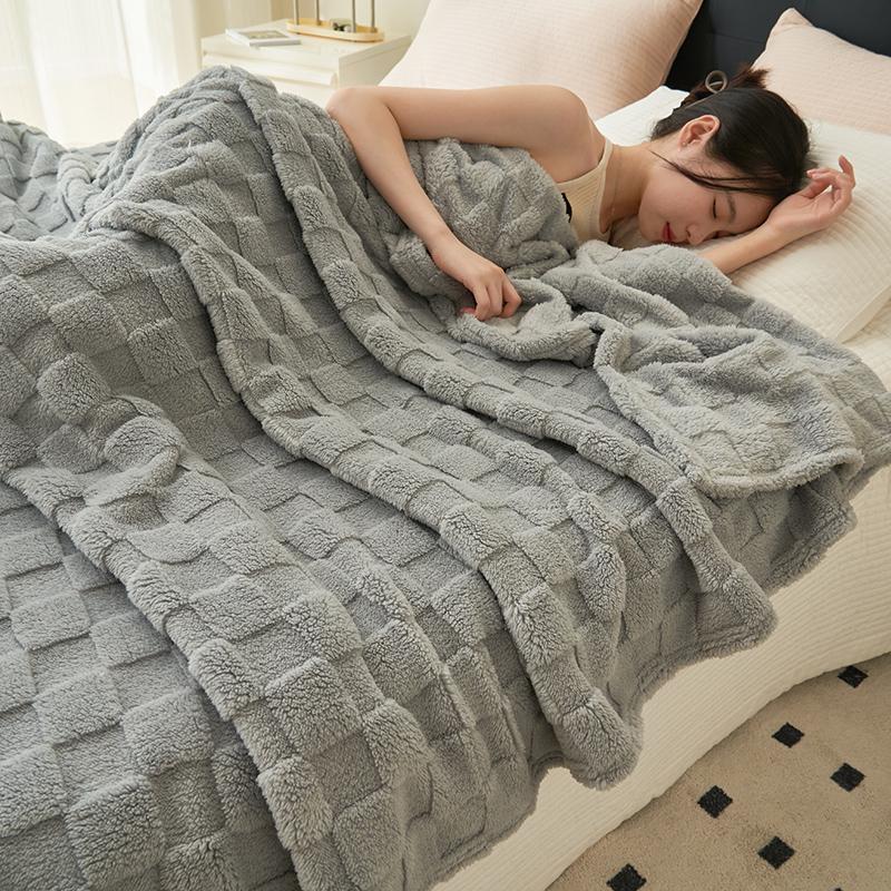 Warm Blanket Velvet Bed Linen Skin-friendly Plaid Simple Style Shawl Winter Bedspread for Home Manta Sofa Towel Soft Blankets