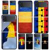 Phone Case for Samsung Galaxy Z Flip 3 4 5 6 7 Folding Black Shell For Samsung Z Flip4 Flip5 PC Hard Cover Romania Flag