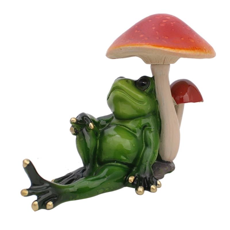 Frogs Statue for Garden Decors Green Frogs Figurines Resin Animal Sculptures Desk Ornament Collectible Gift Women Men