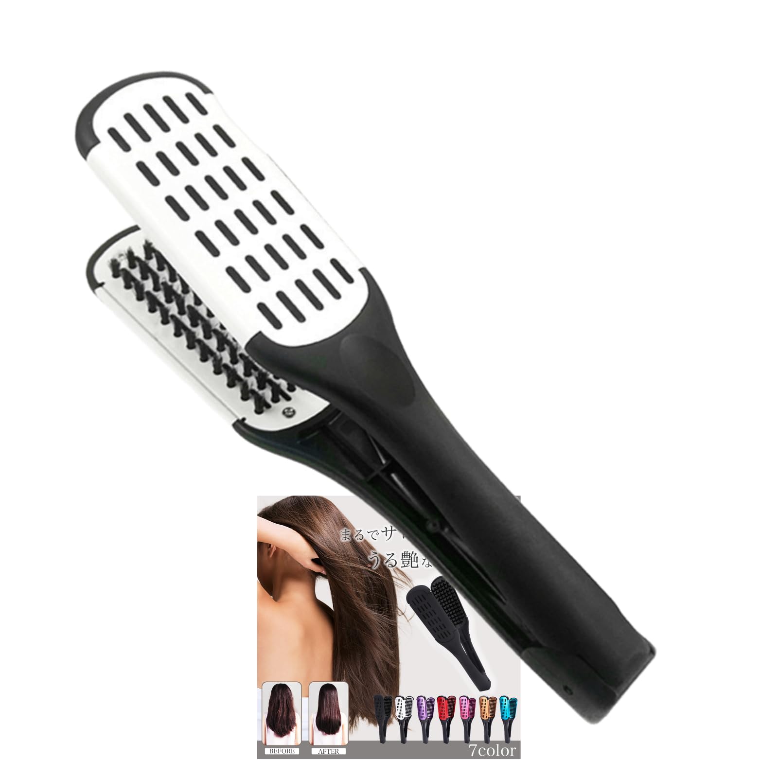 Twin Blow Double Hair Pig Wet Brush, Straightening, Dry, Brush, Comb, Bristle, Paddle, [Barber-Supervised] (White) белый