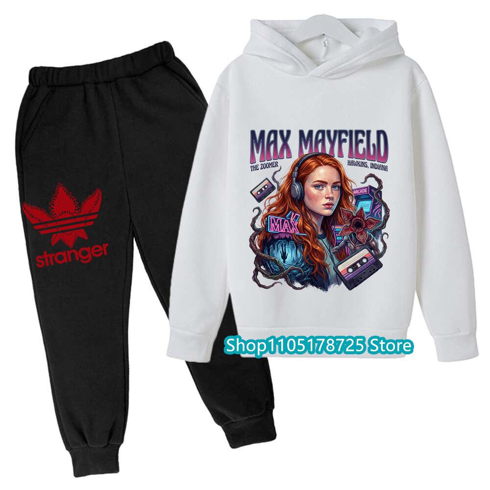 Snygg Huvtröja Set för Barn med Stranger Things Demogorgon Tryck, Bekväma och Trendiga Barnkläder för