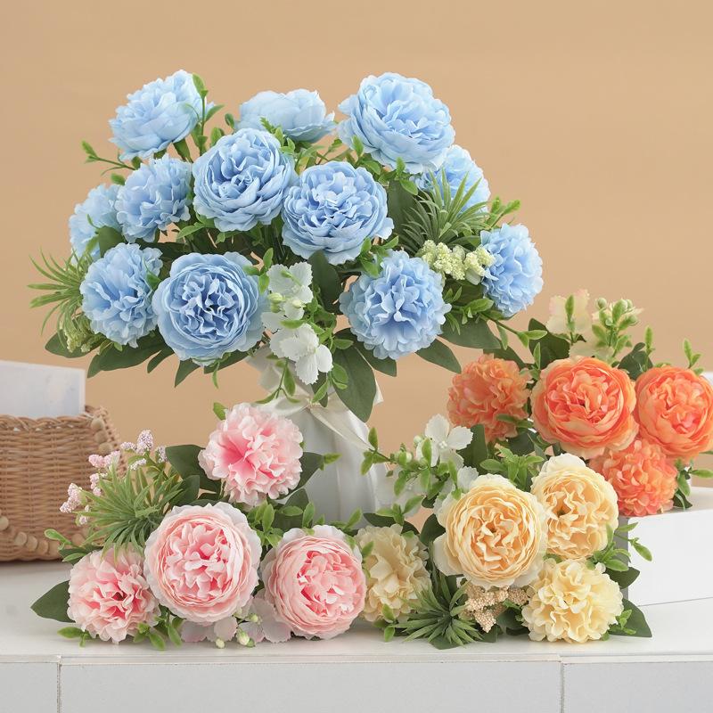 1Pc 5 Forks Bulbous Chrysanthemum Peony Festival Diy Accessory Home Floral Arrangement Wedding Bouquets Decor Artificial Flowers