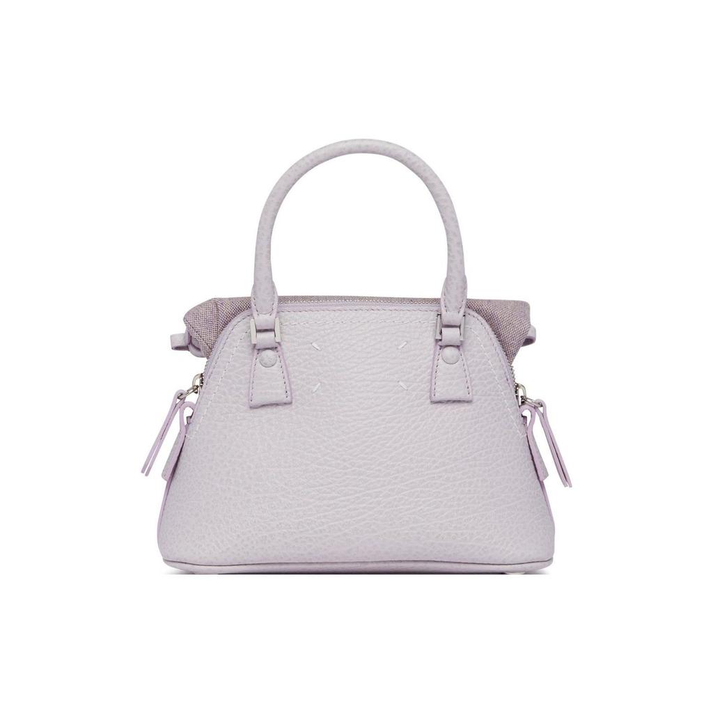 Maison Margiela 5Ac Logo Solid Color Leather Shoulder Crossbody Tote Bag Medium Women handbags Purple S56WG0081P4455T5166