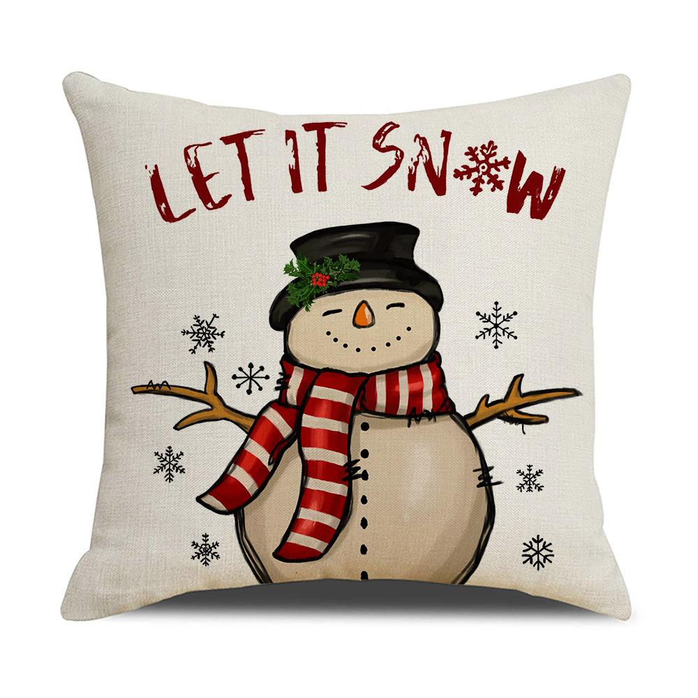 New Christmas Pillow Cover Hand-painted Cartoon Pattern Printed Cushion Holiday Decoration Cushion Home