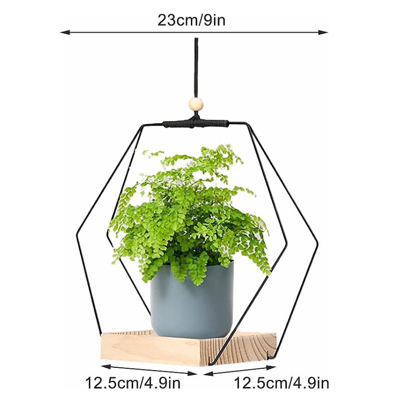 

Подвесная полка для цветочных горшков Подвесные цветочные горшки Геометрическая подвесная корзина Подставка для растений с деревянным основанием Балкон Гостиная Домашний декор