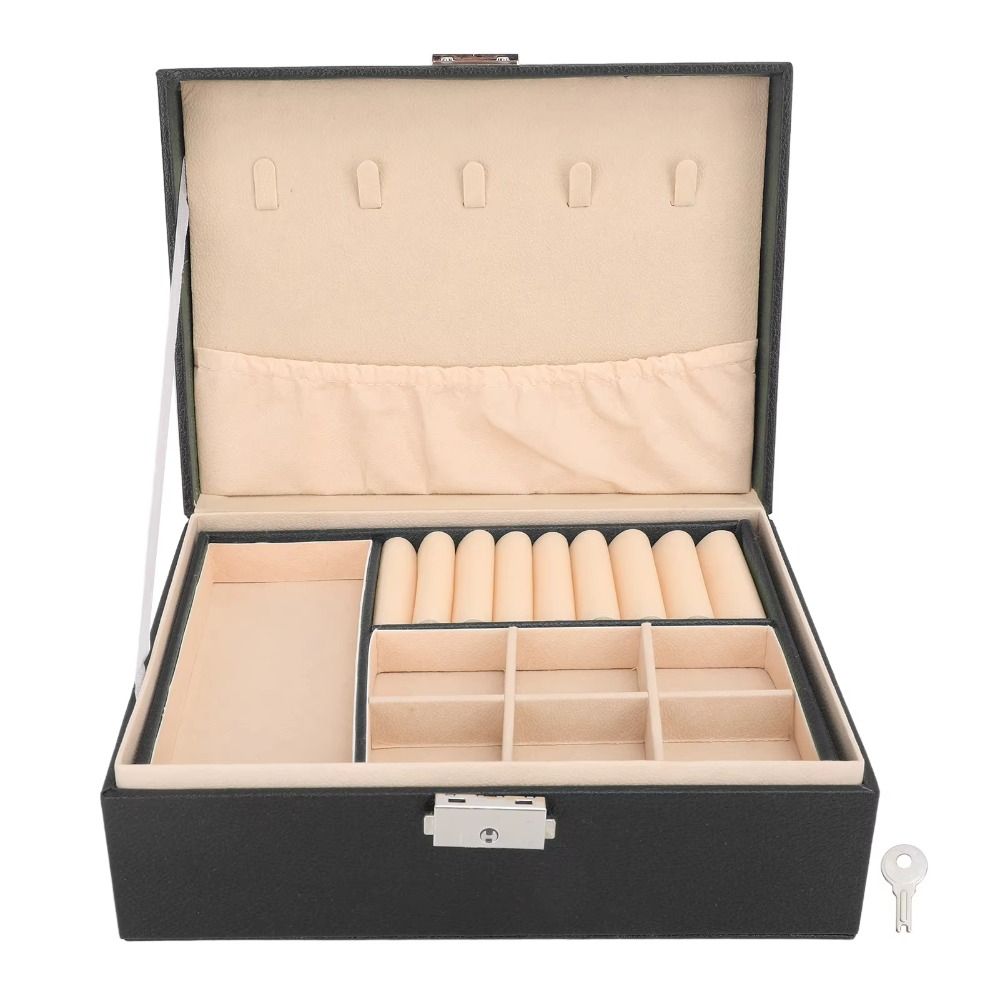 Jewelry Display Displays Box PU Leather Fashion Accessories Double Layer Jewelry Box  Necklace