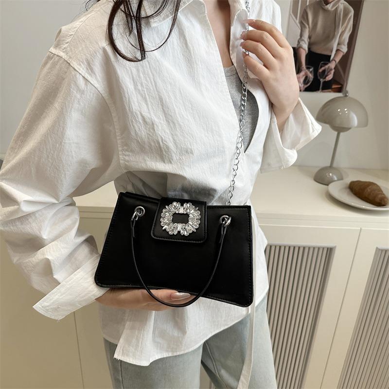 Diamond-encrusted Small Square Bag Women's Bag Summer New Fashion Light Luxury Shoulder Bag Commuter Chain Messenger Bag