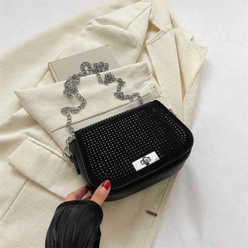 New Autumn Rhinestone Bag Crossbody Small Square Bag Trendy Casual and Fashionable One-shoulder Armpit Bag Women's Bag