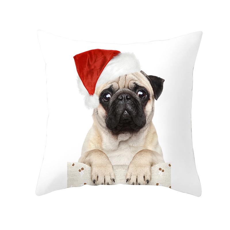 Pet Print Christmas Peach Skin Pillow Cover Bedside Cushion Cover Sofa Cushion Cover