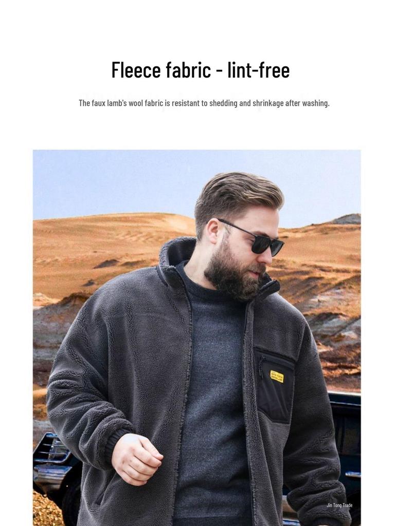 Herren-Fleecejacke in Übergröße – Samtgefüttert, lockere Passform für Herbst und Winter