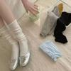 Ballet-style Calf Socks, Thin Socks for Girls, Pure and Simple Bow Lolita Long Tube Sweet Pile Socks