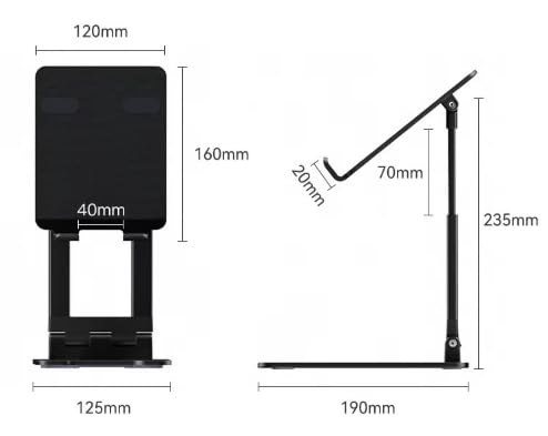 NASSIA Desktop-Ständer, Top-Ständer-Organizer, Zubehör, Metall-Tablet-Halter mit mehreren Winkeln (Schwarz)