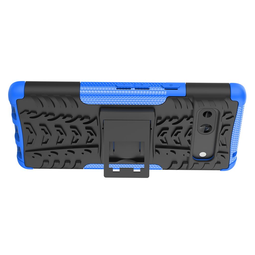 For Google Pixel 7a PC+TPU Kickstand Back Cover Tyre Pattern Shockproof Phone Case
