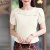 ZANZEA Damen Casual O-Ausschnitt Kurzarm Bluse mit Reißverschluss hinten