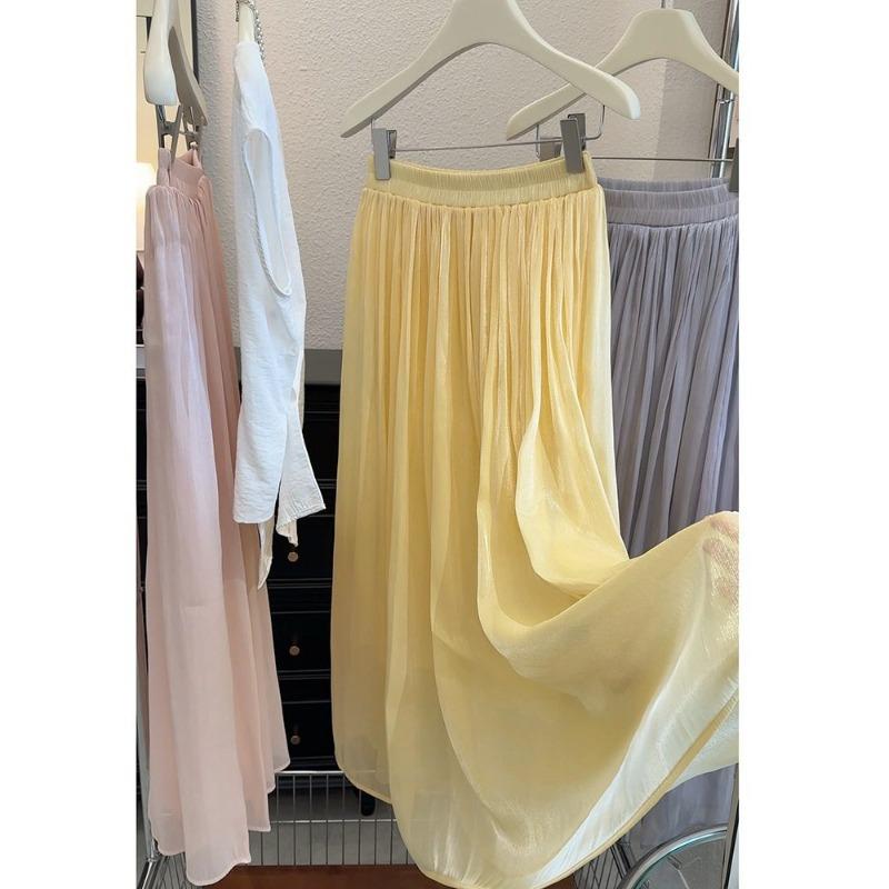 Super Fairy Drape Skirt Women's Summer Long Vacation Fairy Skirt New Pearlescent Yarn Floor-mopping Skirt
