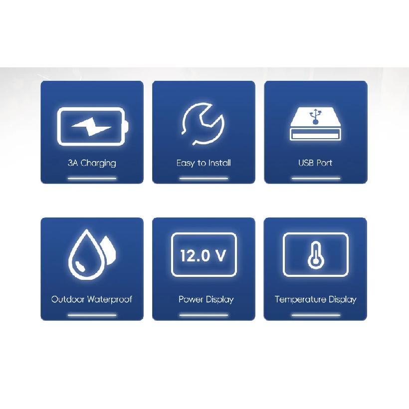3in1 Mini Water Temperature Gauge Voltmeter Motor Phone USB Charger Emergency Charging LCD Digital Display Universal For KTM