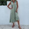 Versatile Vest Skirt Sleeveless Loose Casual Solid Color Dress