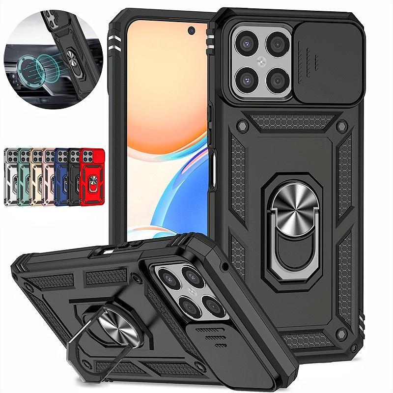 For Honor X8 4G 2022 Case Slide Lens Protect Ring Stand Armor Shockproof Funda For Honar Honer X8 X 8 HonorX8 4G 6.7" Back Cover