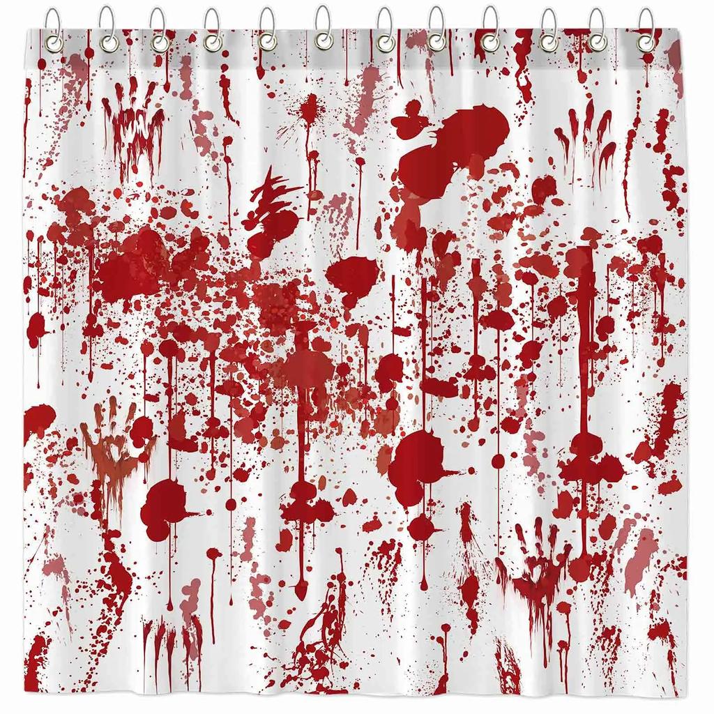3D Halloween Theme Shower Curtain Horror Bloody Hands Black Bathroom Curtains For Halloween Party Waterproof Fabric With Hooks