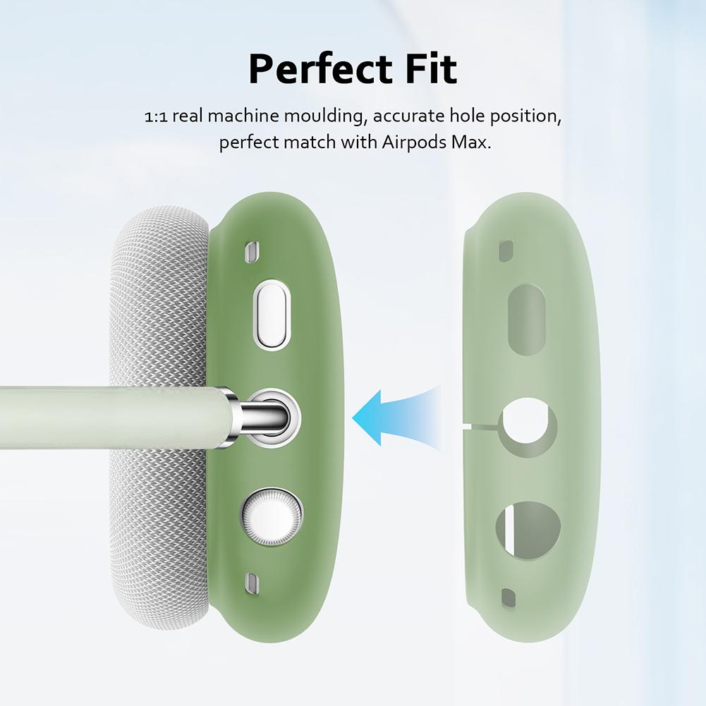 3-i-1 Silikonetui Øreputebeskytter/Ørekopper Beskytter/Pannebåndbeskytter Støtsikkert Etui for AirPods Max Trådløse Hodetelefoner