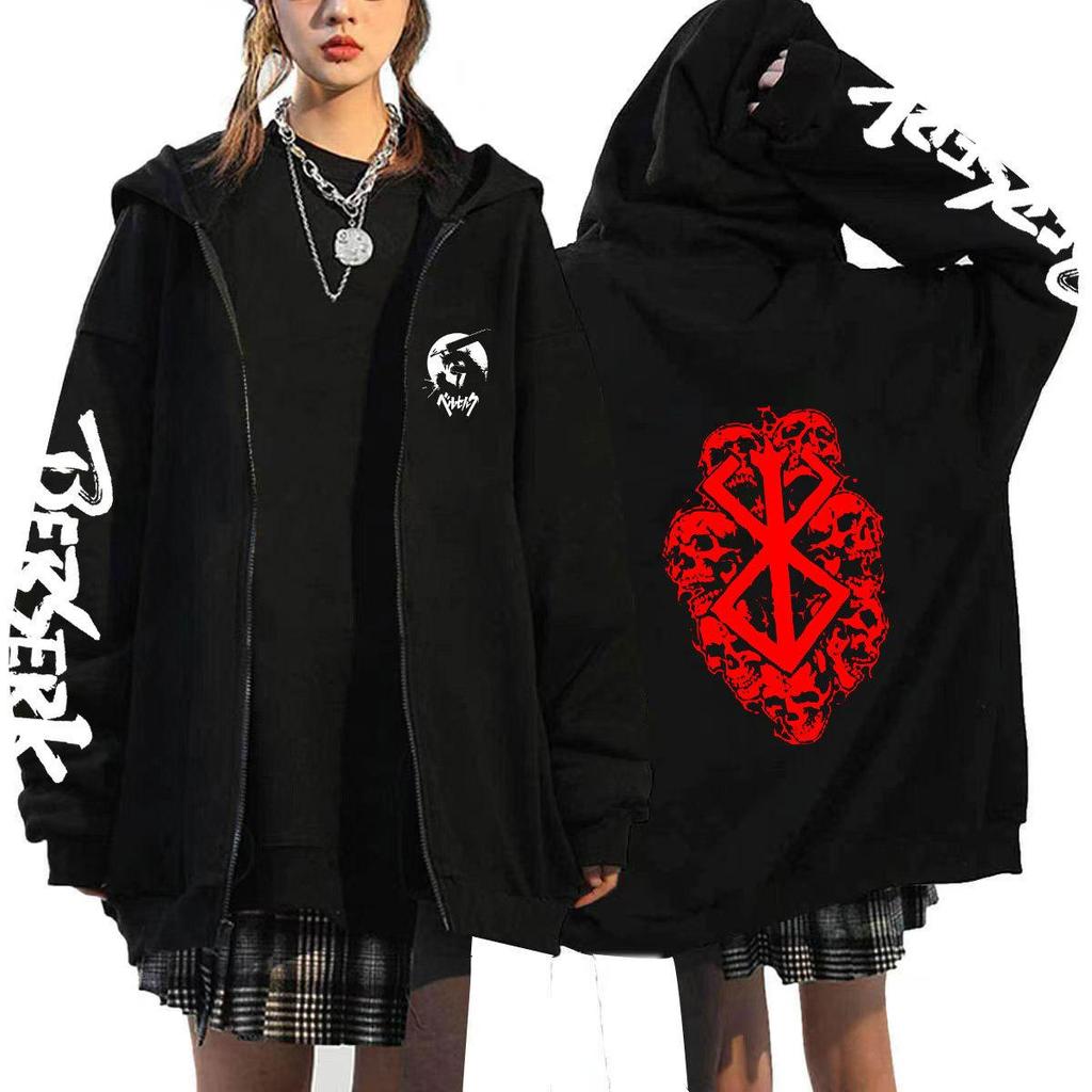 Berserk Japonské Anime Mikiny s Kapucí na Zip Dámské Pánské Mikina Harajuku Kreslené Bundy Unisex Kabáty Topy Hip Hop Mikina Streetwear
