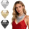 Sparkle Metallic Triangle Scarf, Adjustable Sequin Neck Bandana for Party